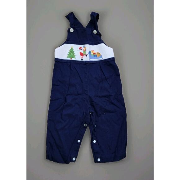 Silly Goose Baby's Size 18 Months Hand Smocked Santas Christmas One Piece Pants - Picture 1 of 4